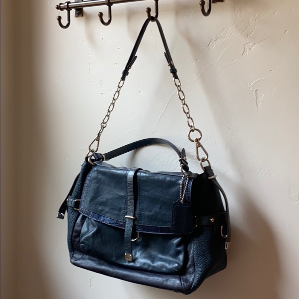Navy leather Coach bag